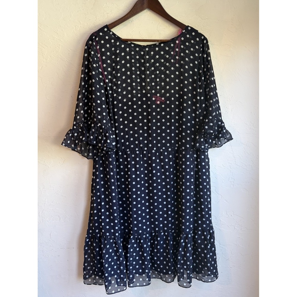 Betsey Johnson Chiffon Polka Dot Ruffle Dress 20W 3X Retro Coquette Flounce